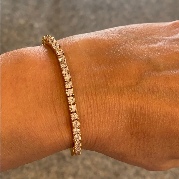 New 14k Gold Plated Tennis Bracelet 6.5" inches - Picture 12 of 16